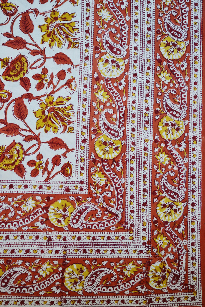 King Size Red and Yellow Floral Tapestry