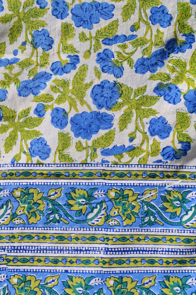 Green and Blue Floral Print Tapestry