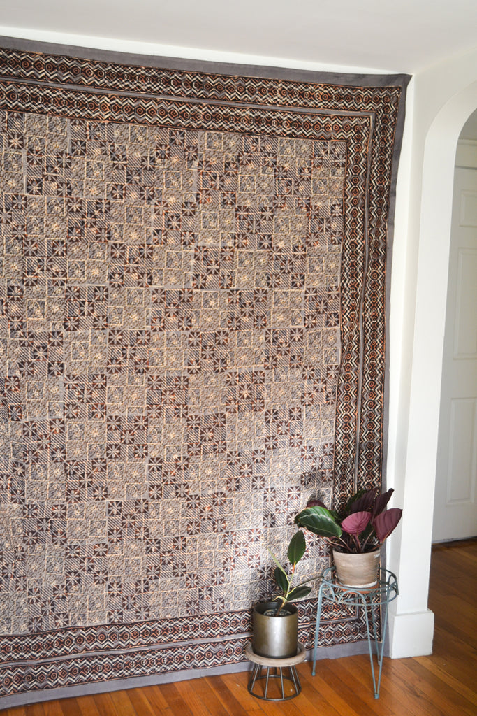 Gray and Brown Printed Tapestry