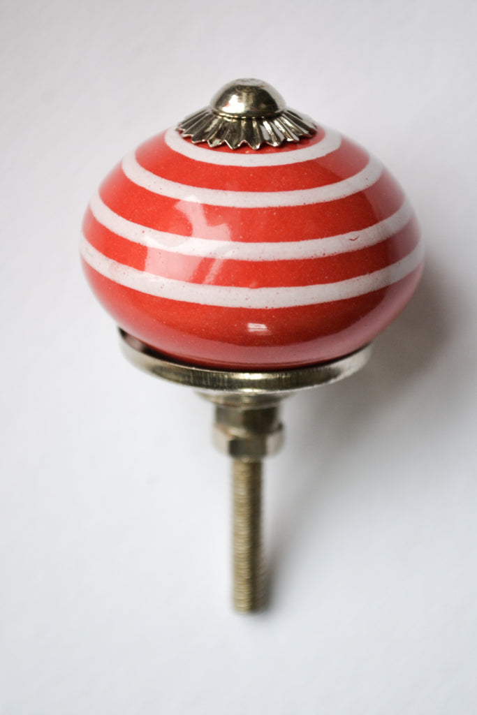 Red and White Stripe Knob