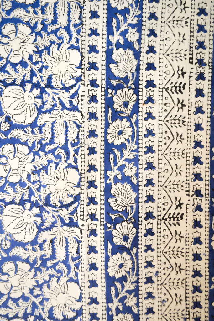Blue and White Floral Tapestry