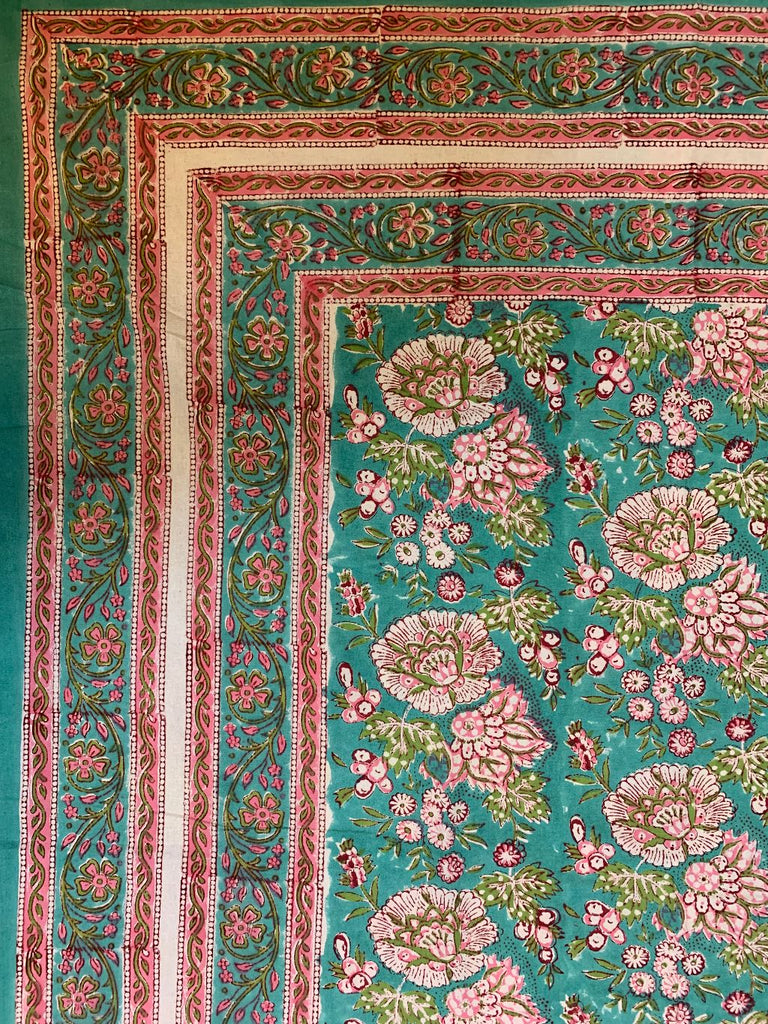 Turquoise & Pink Floral Tapestry